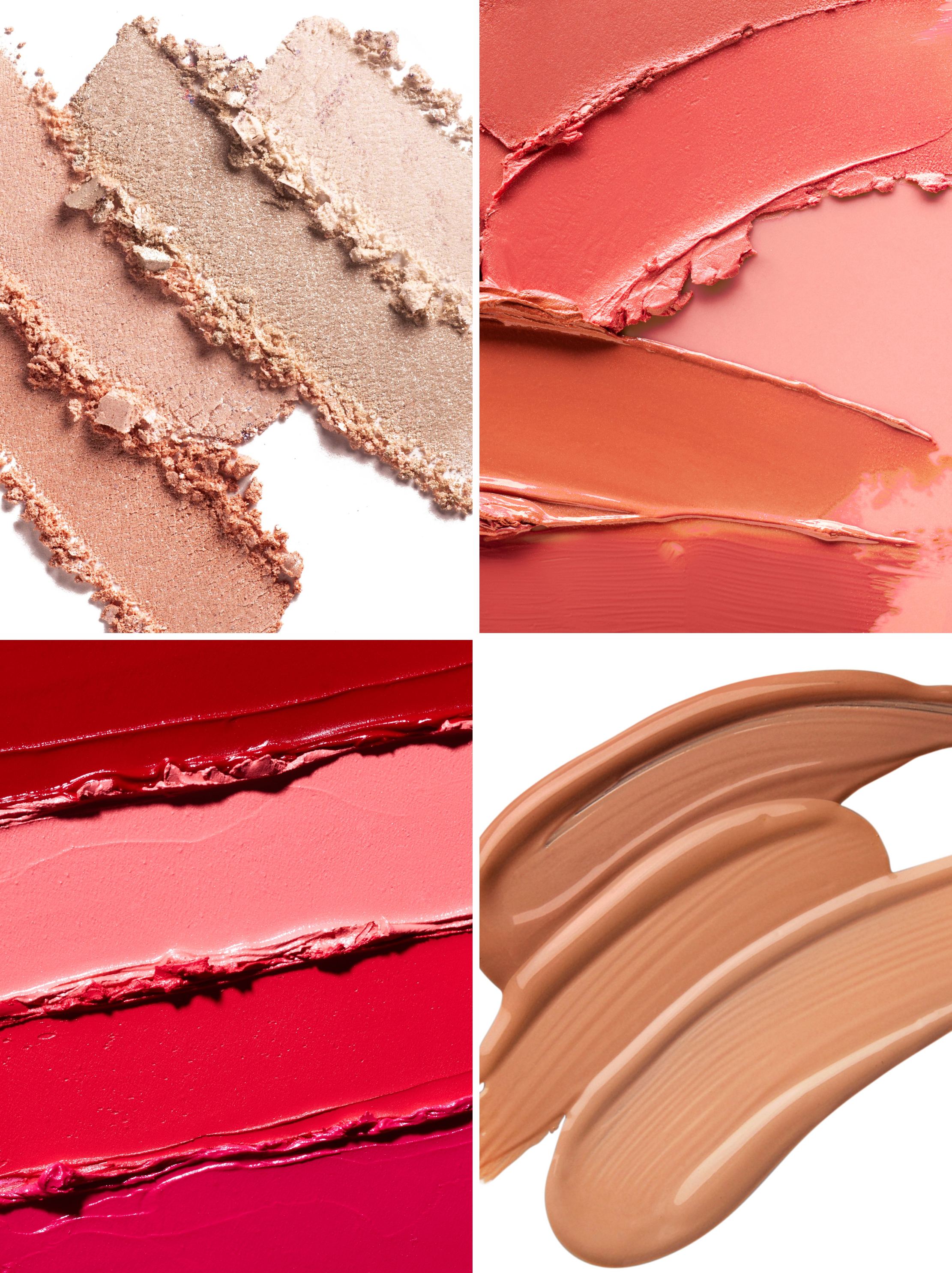 Close-up of a creamy, smooth and different texture of makeup colors.