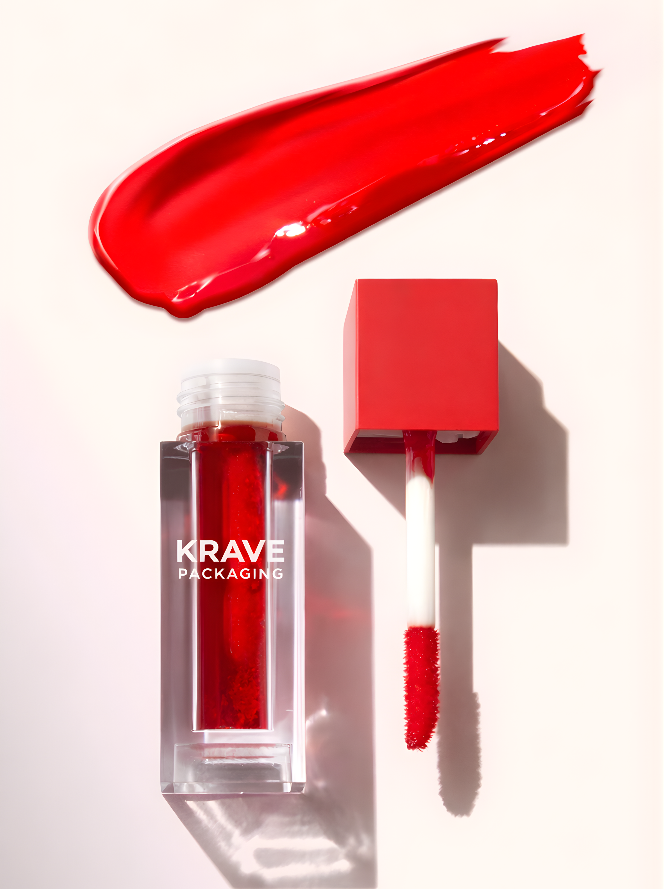 color lip stick packaging in red